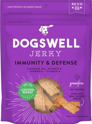 Dogswell Jerky Immunity &amp; Defense Chicken Breast Jerky Dog Treats 12-oz