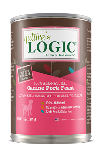 Nature&#39;s Logic Canine Pork Feast Canned Wet Dog Food 13.2-oz