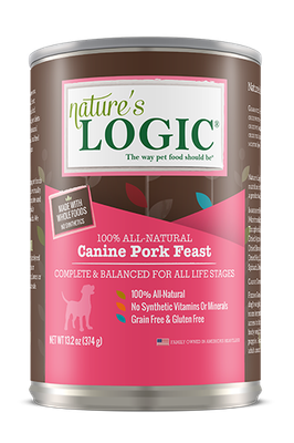 Nature&#39;s Logic Canine Pork Feast Canned Wet Dog Food 13.2-oz
