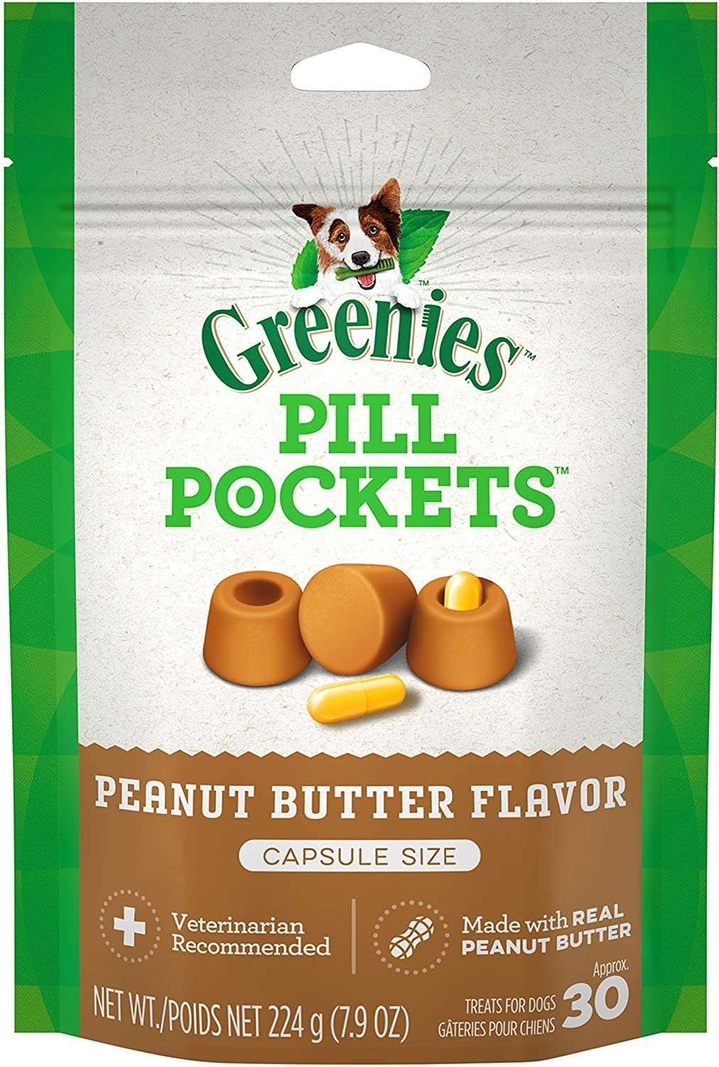 GREENIES Pill Pockets Capsule Size Peanut Butter Flavor Dog Treats 7.9-oz