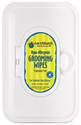 Earthbath Hypo-Allergenic Grooming Wipes Fragrance-Free for Dogs &amp; Cats (100 Count)