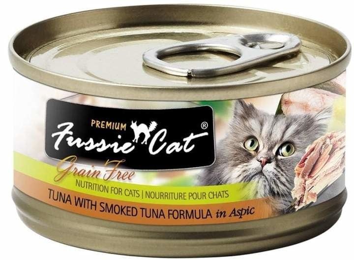 Fussie Cat Premium Grain-Free Tuna with Smoked Tuna in Aspic Canned Wet Cat Food 2.82-oz