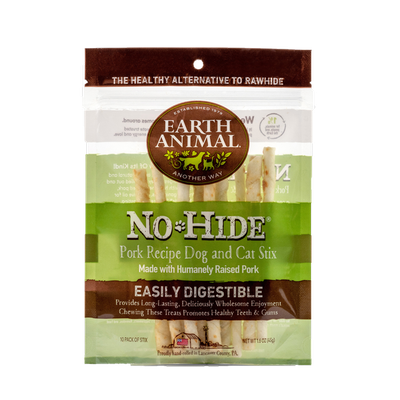 Earth Animal No-Hide Pork Chew Stix Dog &amp; Cat Treats (10 Pack)