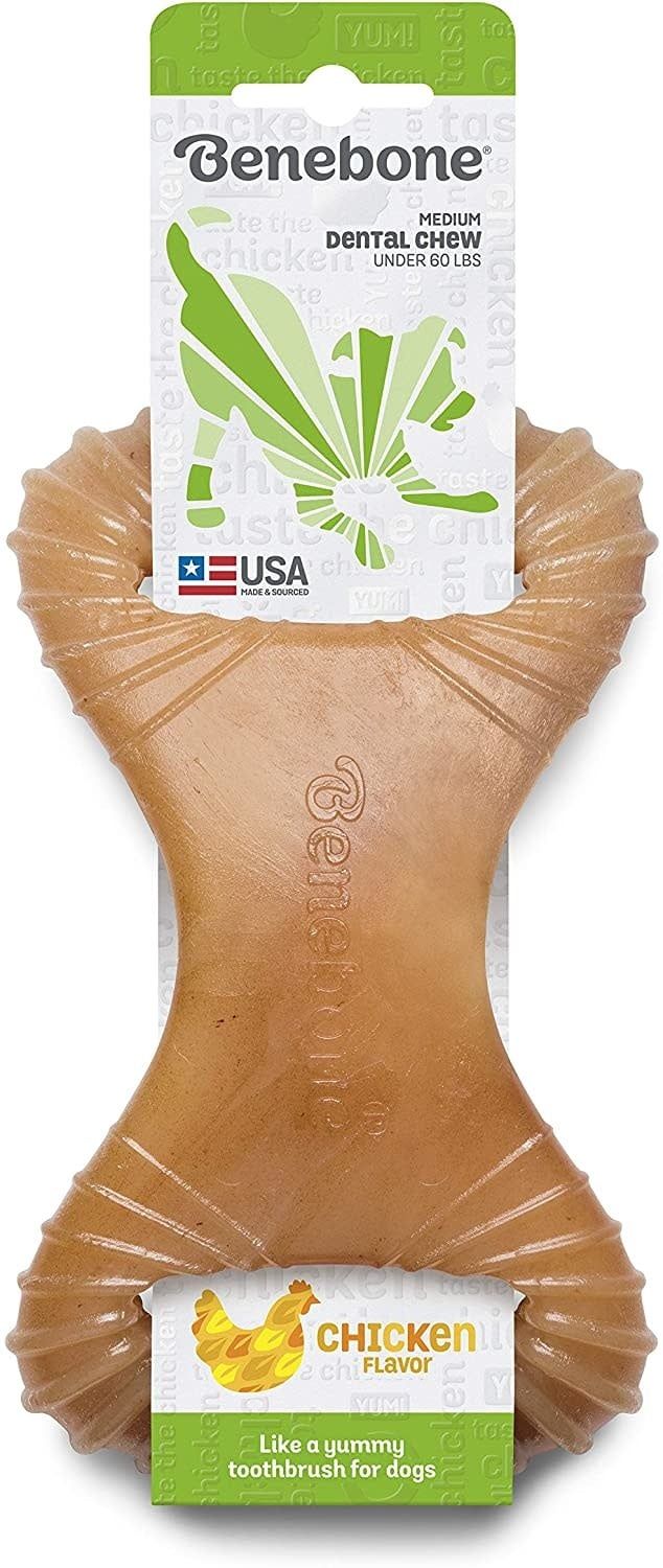 Benebone Chicken Flavor Dental Tough Dog Chew Toy Medium