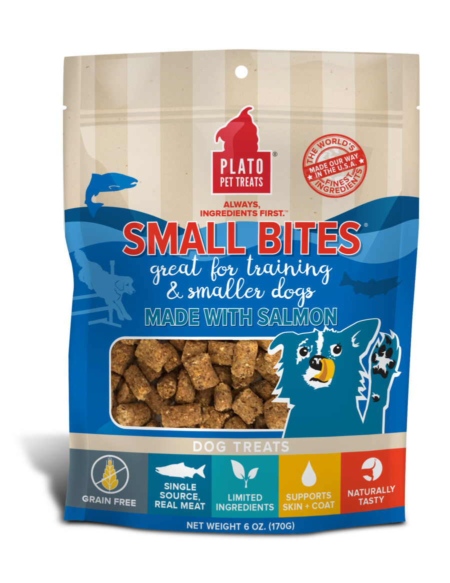 Plato Pet Treats Small Bites Salmon Meaty Morsel Dog Treats 6-oz