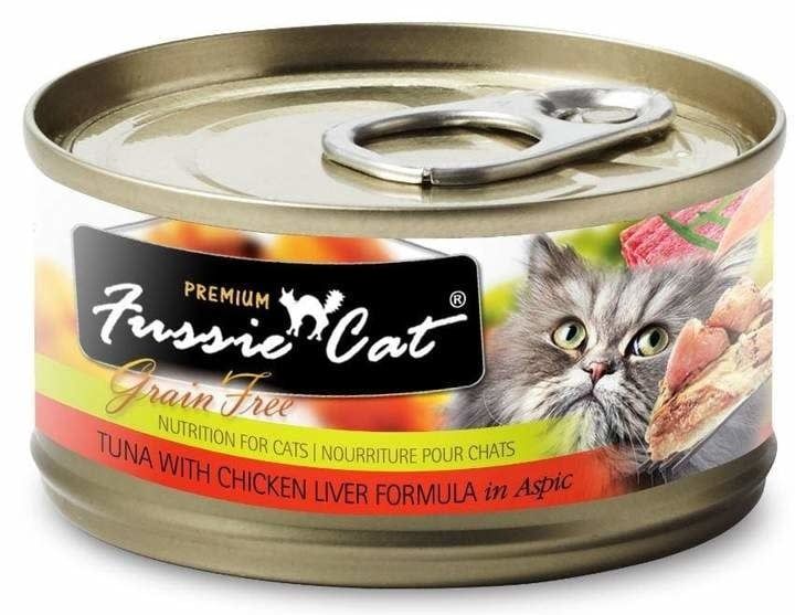 Fussie Cat Premium Grain-Free Tuna with Chicken Liver in Aspic Canned Wet Cat Food 2.82-oz
