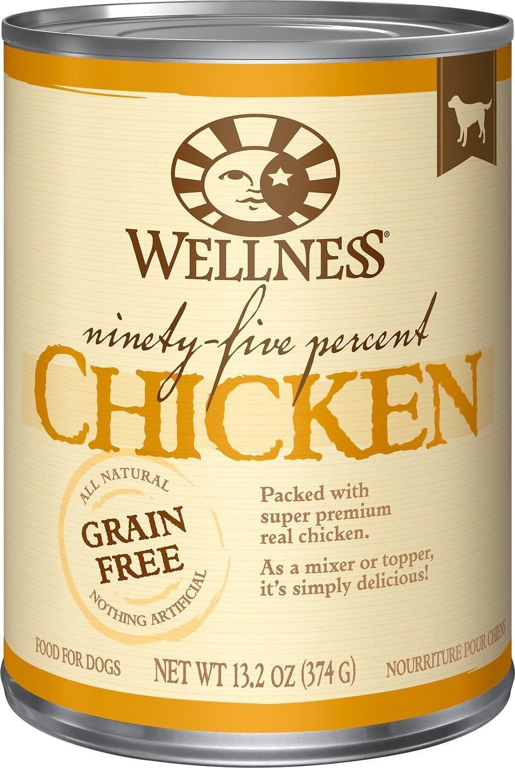 Wellness Ninety-Five Percent Chicken Mixer or Topper Wet Canned Dog Food 13.2-oz