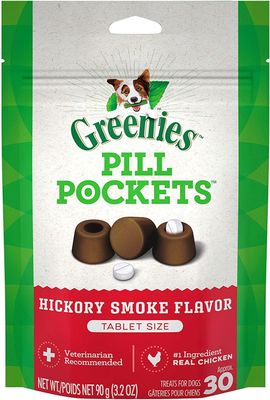 GREENIES Pill Pockets Tablet Size Hickory Smoke Flavor Dog Treats 3.2-oz
