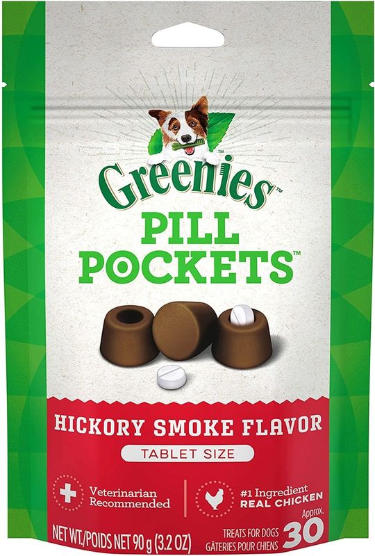 GREENIES Pill Pockets Tablet Size Hickory Smoke Flavor Dog Treats 3.2-oz