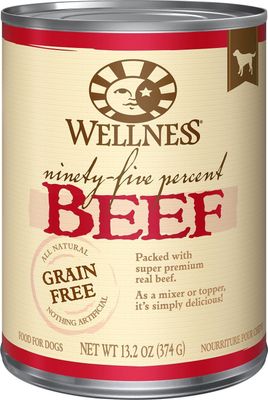 Wellness Ninety-Five Percent Beef Mixer or Topper Wet Canned Dog Food 13.2-oz