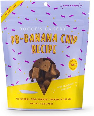 Bocce&#39;s Bakery PB-Banana Chip Dog Soft &amp; Chewy Treats 6-oz