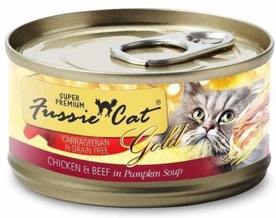 Fussie Cat Super Premium Grain-Free Chicken &amp; Beef in Pumpkin Soup Canned Wet Cat Food 2.82-oz