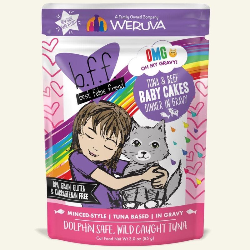 Weruva BFF Tuna &amp; Beef Baby Cakes Recipe Single Pouch Wet Cat Food 3-oz