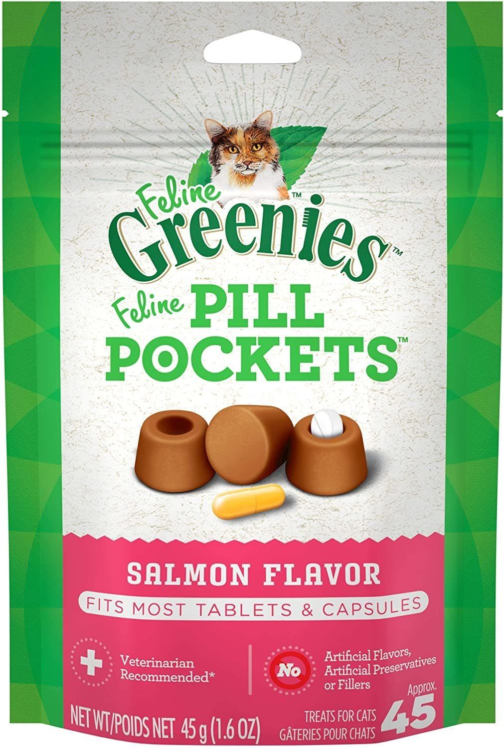 GREENIES Feline Pill Pockets Salmon Flavor Cat Treats 1.6-oz