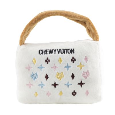 Haute Diggity Dog White Chewy Vuiton Purse Plush Dog Toy Large