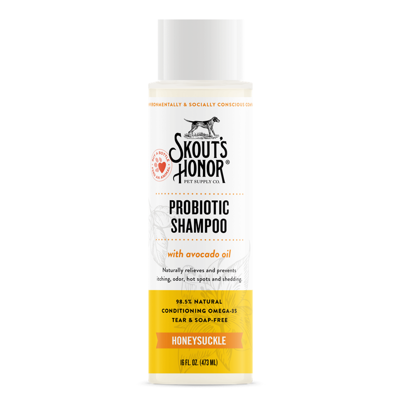 Skout&#39;s Honor Probiotic Honeysuckle Shampoo for Dogs &amp; Cats 16-oz