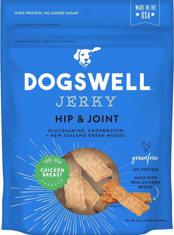 Dogswell Jerky Hip &amp; Joint Chicken Breast Jerky Dog Treats 12-oz