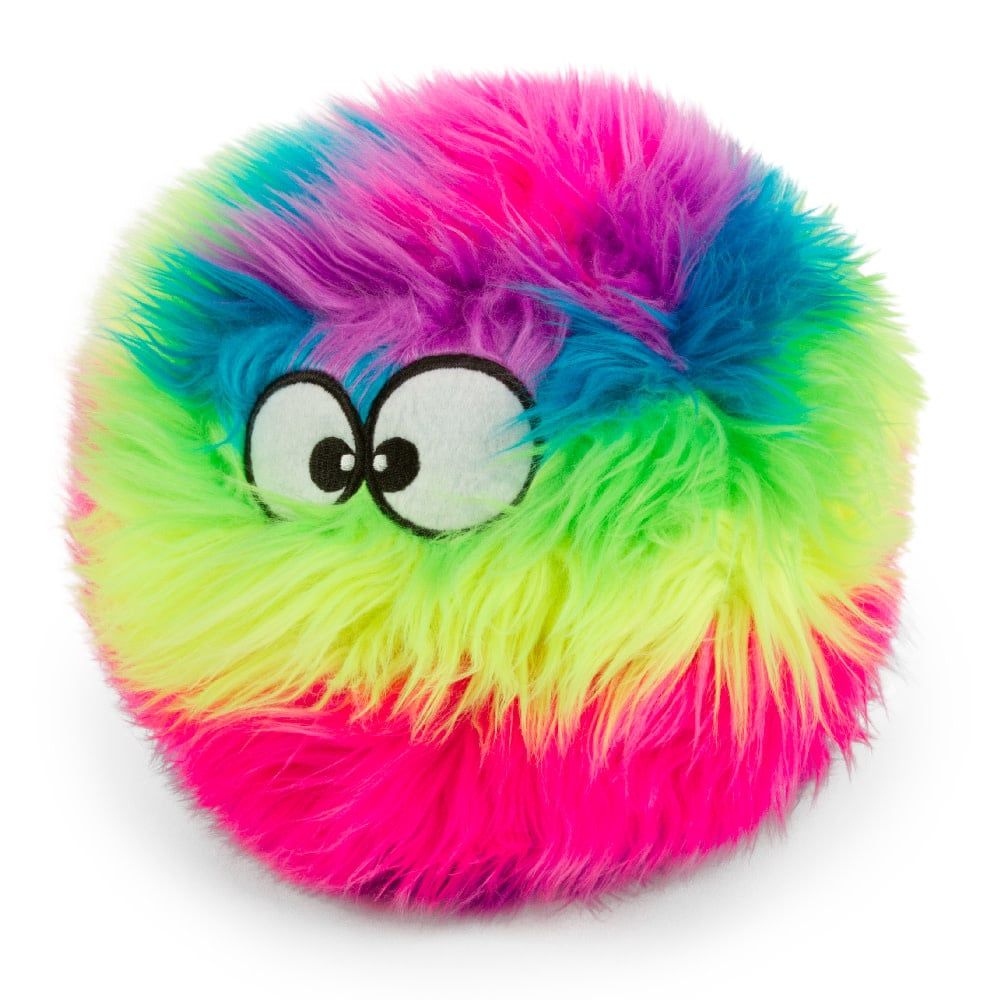 goDog Furballz Chew Guard Squeaky Plush Dog Toy Rainbow Large