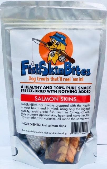 FishSkinBites Salmon Skins Freeze-Dried Dog Treats 3-oz