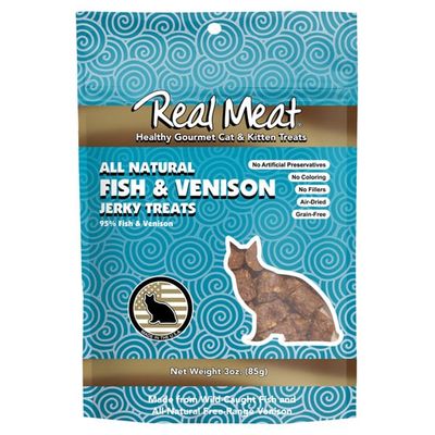 Real Meat Air-Dried Fish &amp; Venison Cat Treats 3-oz