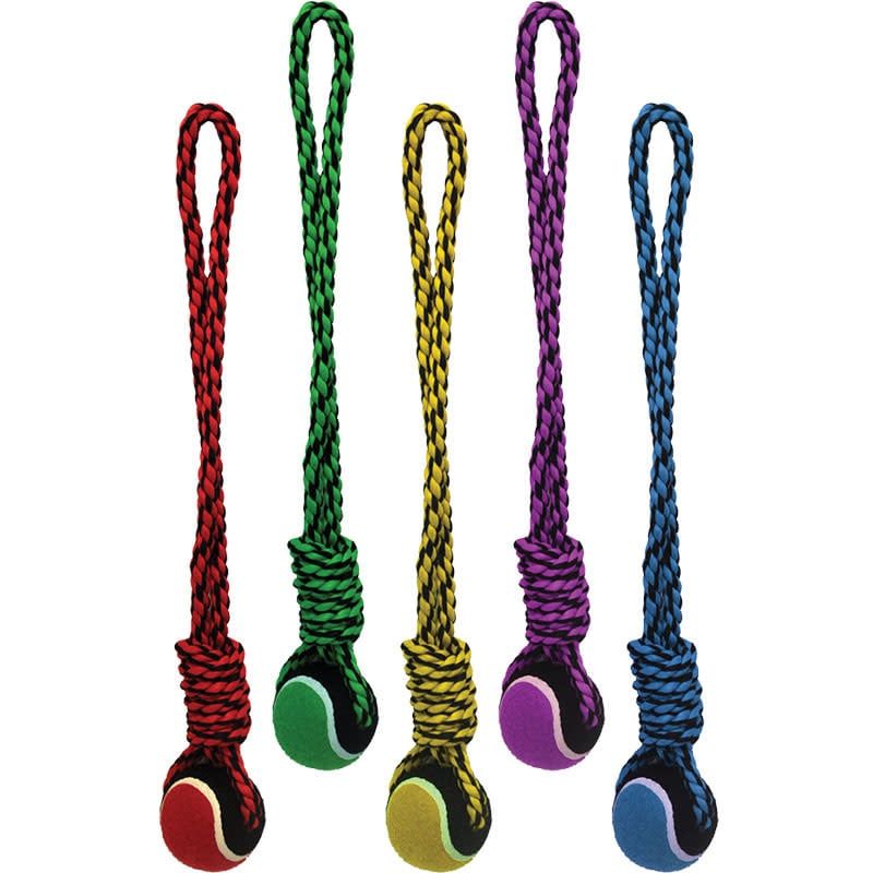 Multipet Nuts for Knots Rope Tug W/ Tennis Ball Dog Toy 20&quot;