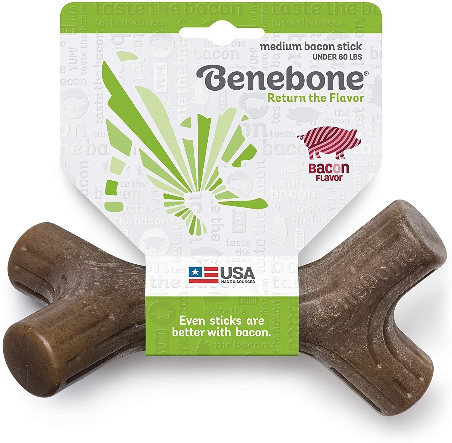 Benebone Bacon Stick Tough Dog Chew Toy Medium