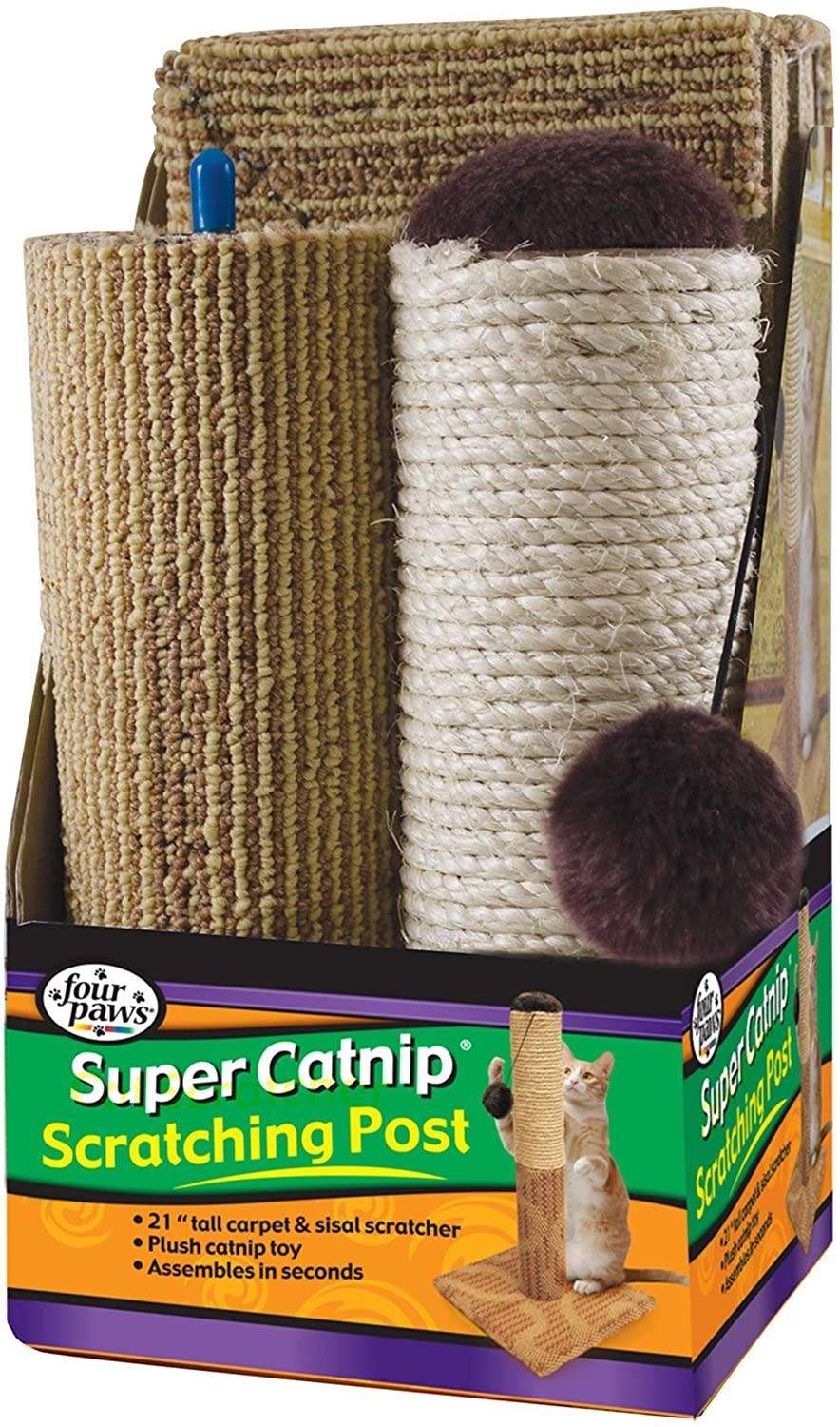 Four Paws Super Catnip Carpet and Sisal Scratching Post Cat Toy 21&quot;