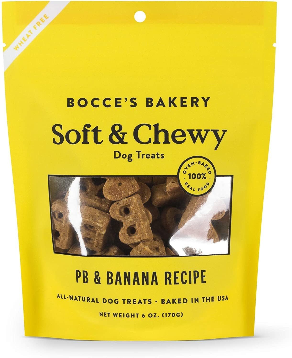Bocce&#39;s Bakery PB &amp; Banana Recipe Dog Soft &amp; Chewy Treats 6-oz