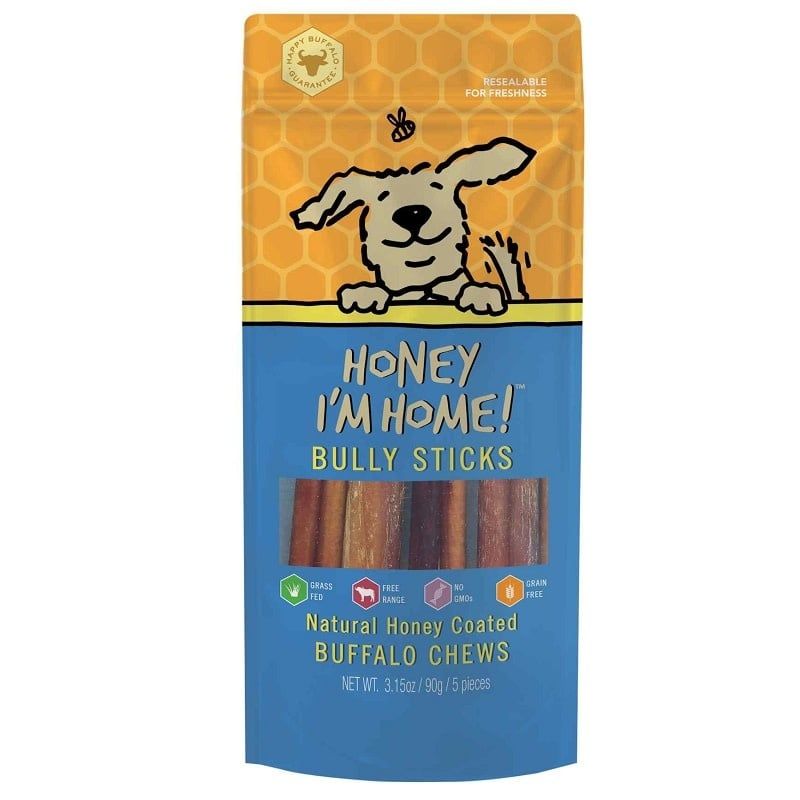 Honey I&#39;m Home 6&quot; Buffalo Bully Sticks Dog Chew (5 pack)