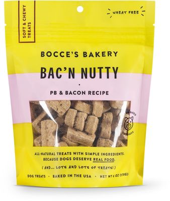 Bocce&#39;s Bakery Bac&#39; N Nutty Dog Soft &amp; Chewy Treats 6-oz