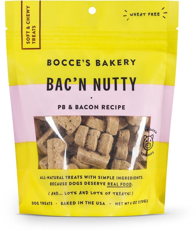 Bocce&#39;s Bakery Bac&#39; N Nutty Dog Soft &amp; Chewy Treats 6-oz