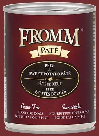 Fromm Beef &amp; Sweet Potato Pate Canned Wet Dog Food 12.2-oz