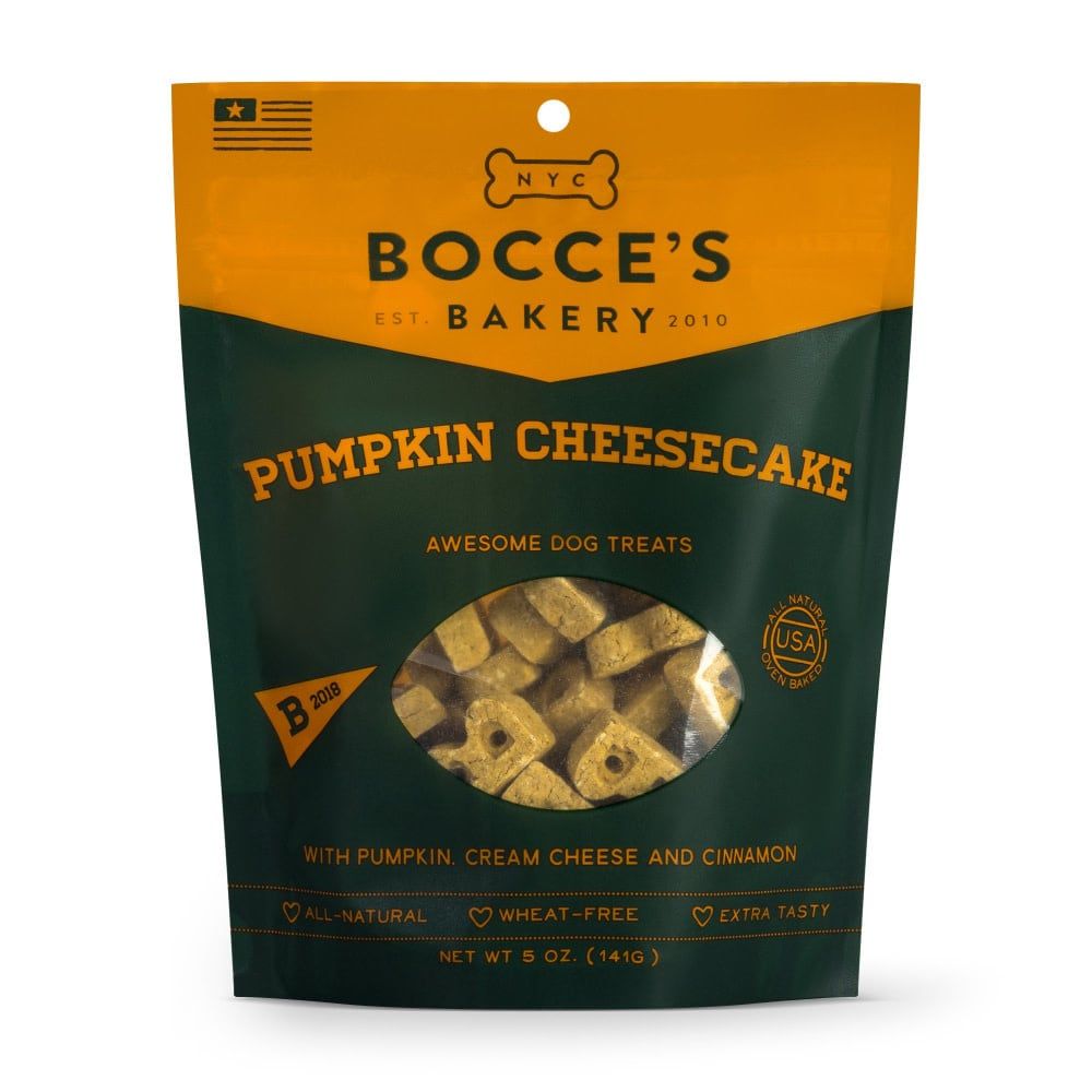 Bocce&#39;s Bakery Pumpkin Cheesecake Dog Biscuits Treats 5-oz