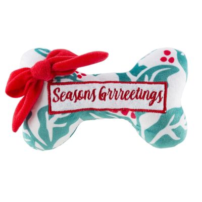 Haute Diggity Dog Season Grrreetings Puppermint Bone Plush Dog Toy