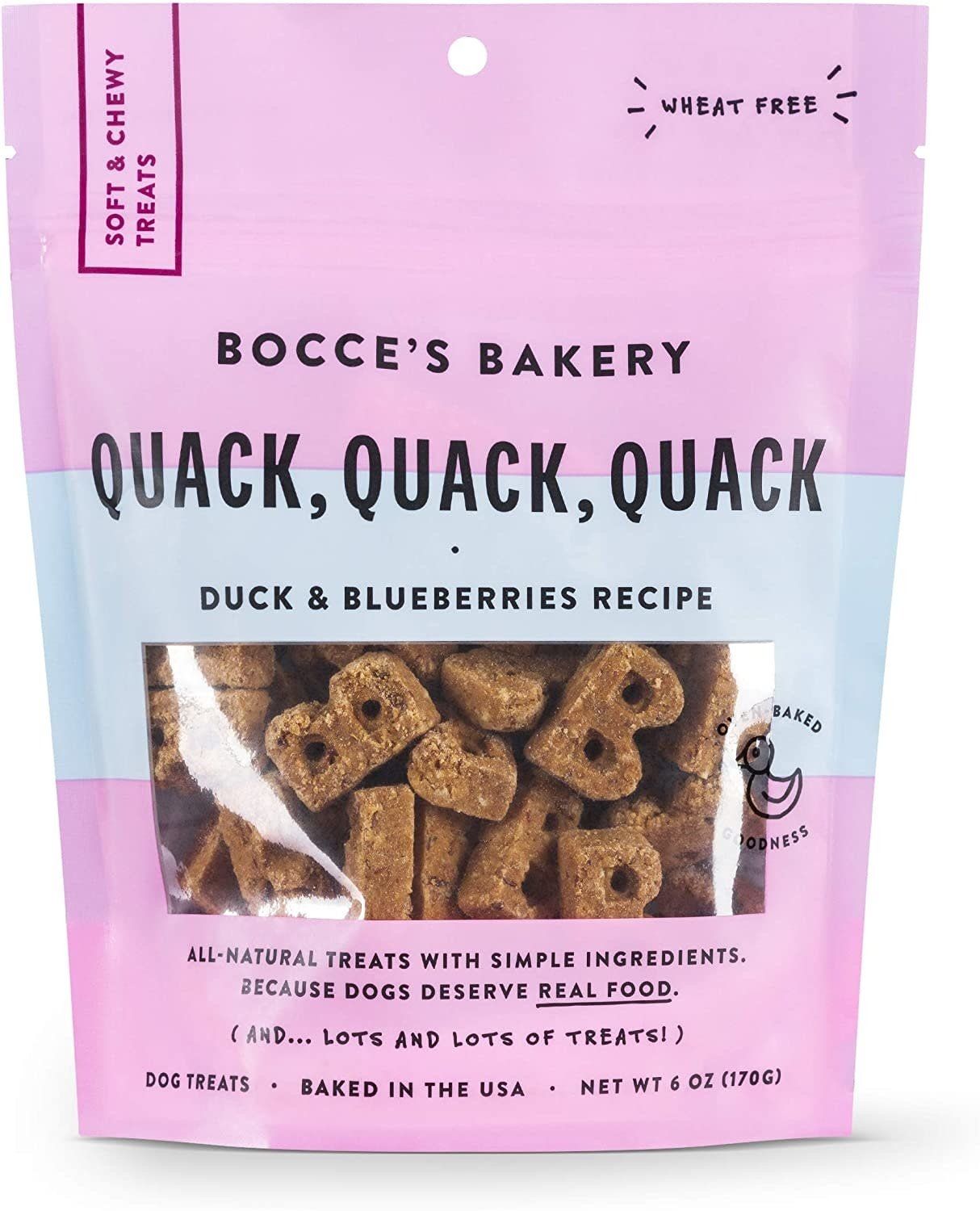 Bocce&#39;s Bakery Quack, Quack, Quack Dog Soft &amp; Chewy Treats 6-oz