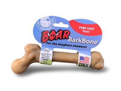 Pet Qwerks Boar Barkbone with Pork Chop Flavoring Dog Chew Toy Large