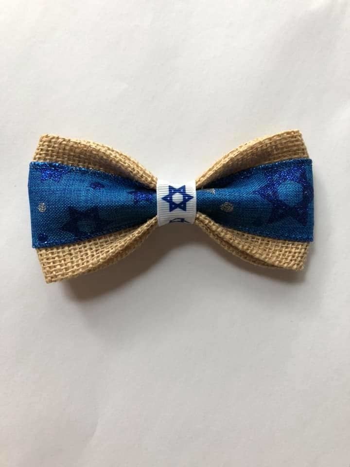 Dog Bow Ties Hanukkah Blue Sparkle Dog Bow Tie Accessory, One-Size