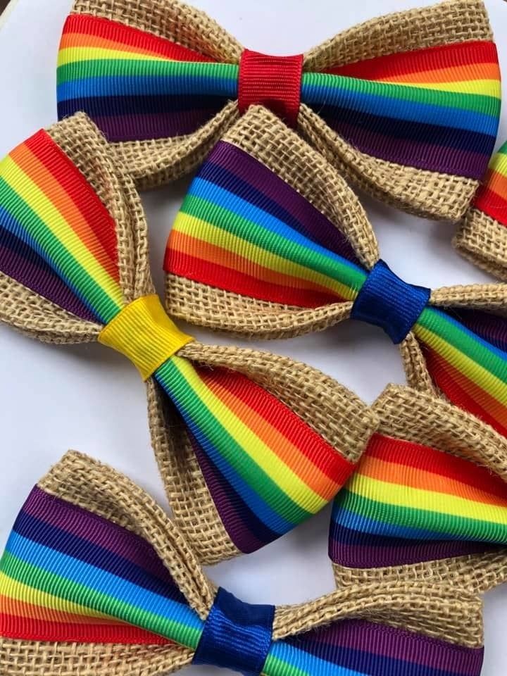 Dog Bow Ties Happy Pride Gay Pride LGBTQ Dog Bow Tie Accessory, One-Size