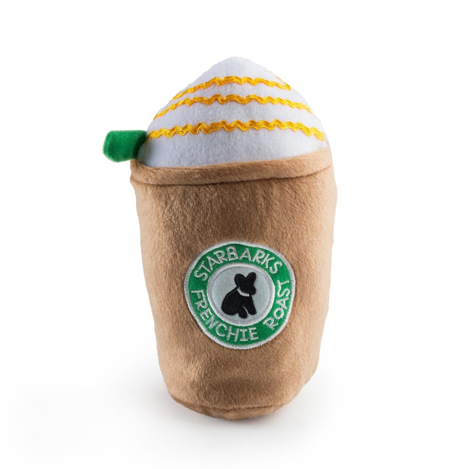 Haute Diggity Dog Starbarks Frenchie Roast w/Straw Plush Dog Toy Large
