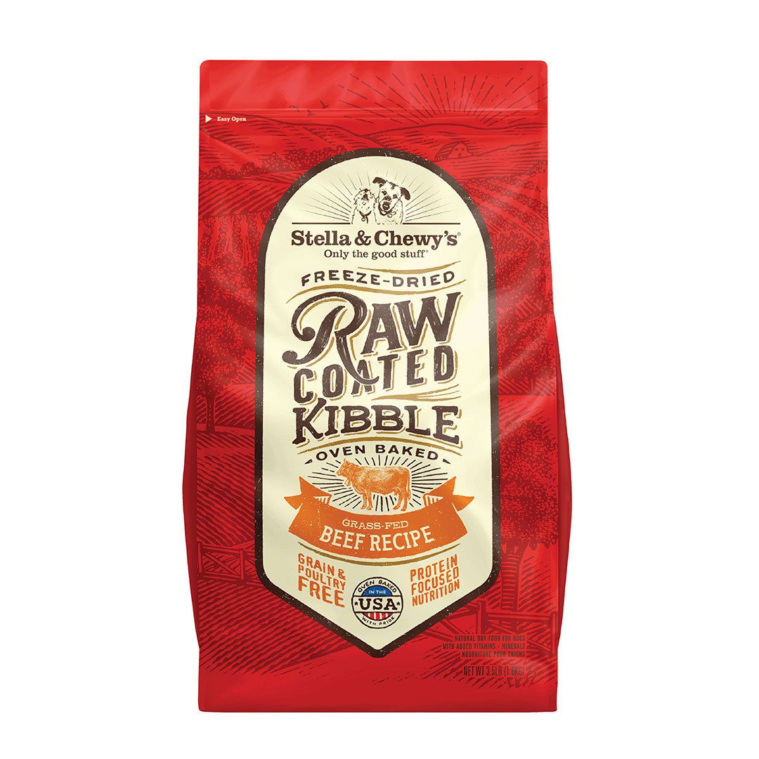 Stella &amp; Chewy&#39;s Raw Coated Kibble Grass-Fed Beef Recipe Dry Dog Food, Size: 3.5-lb