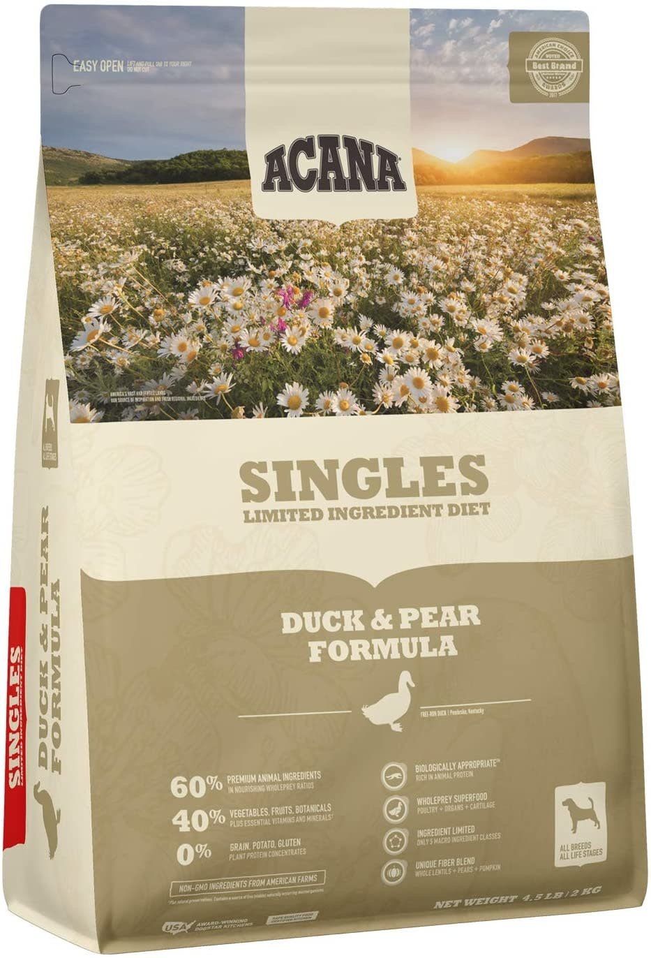 ACANA Singles Duck &amp; Pear Recipe Dry Dog Food, Size: 4.5-lb