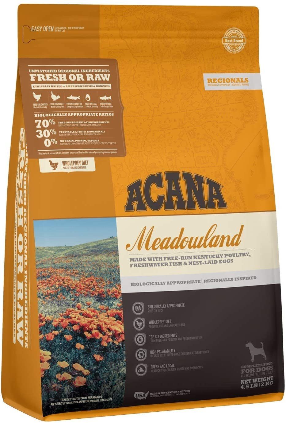 ACANA Regionals Meadowland Dry Dog Food, Size: 4.5-lb