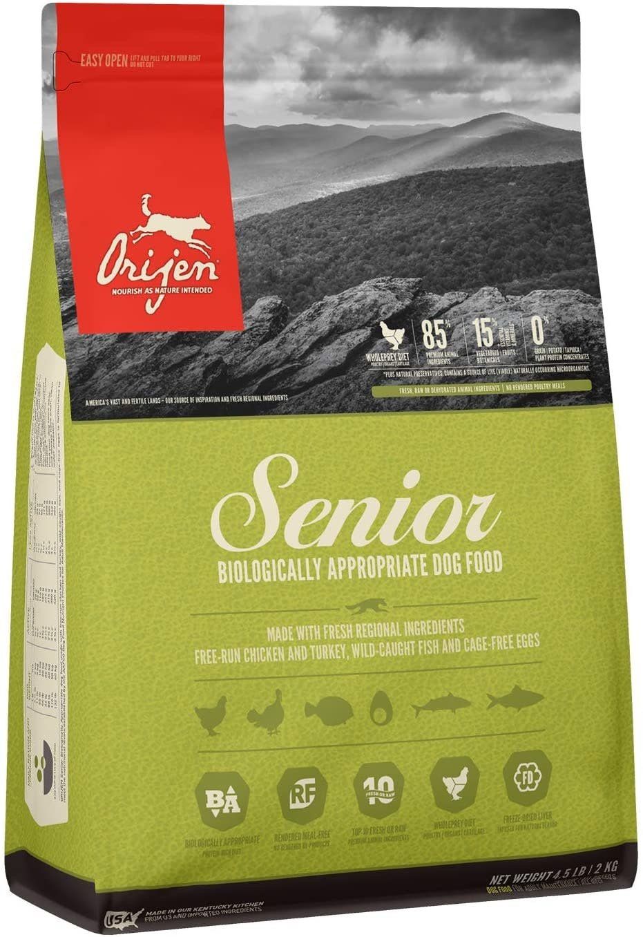 ORIJEN Senior Dry Dog Food, Size: 4.5-lb