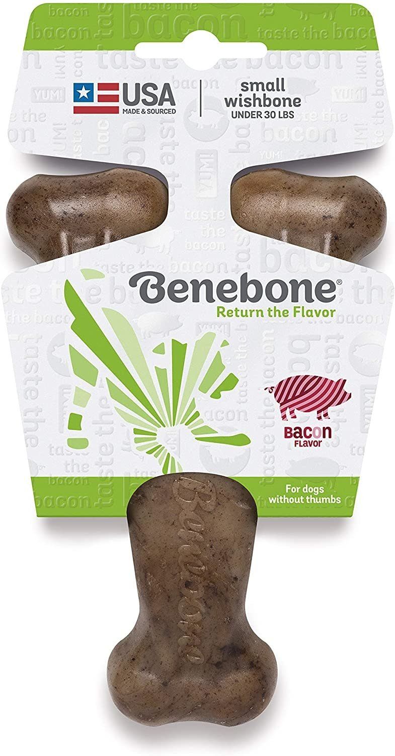 Benebone Bacon Flavor Wishbone Tough Dog Chew Toy, Size: Small
