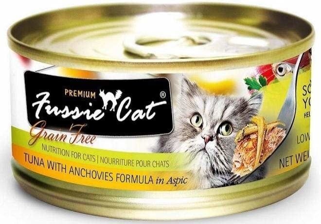 Fussie Cat Premium Grain-Free Tuna with Anchovies Formula in Aspic Canned Wet Cat Food, Size: 2.82-oz