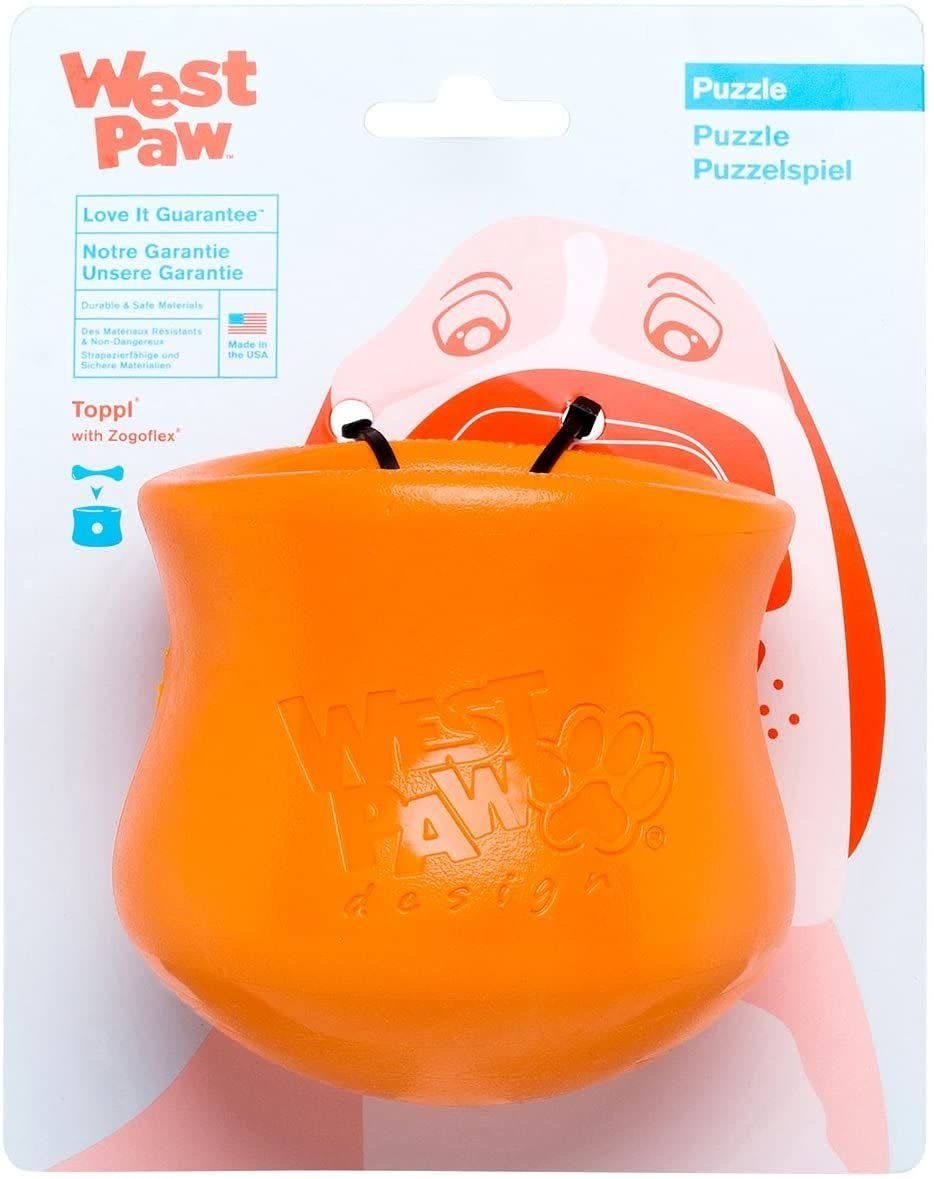 West Paw Toppl Treat Interactive Dog Toy, Color: Tangerine, Size: Small