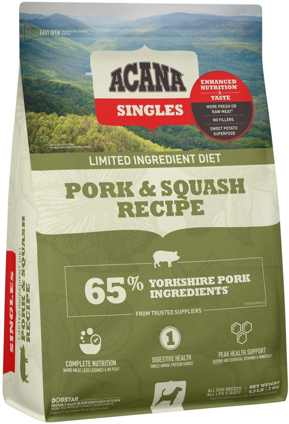 ACANA Singles Pork &amp; Squash Recipe Dry Dog Food, Size: 4.5-lb