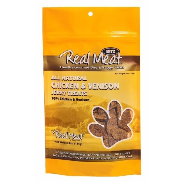 Real Meat Chicken &amp; Venison Dog Jerky Treats , Size: 4-oz