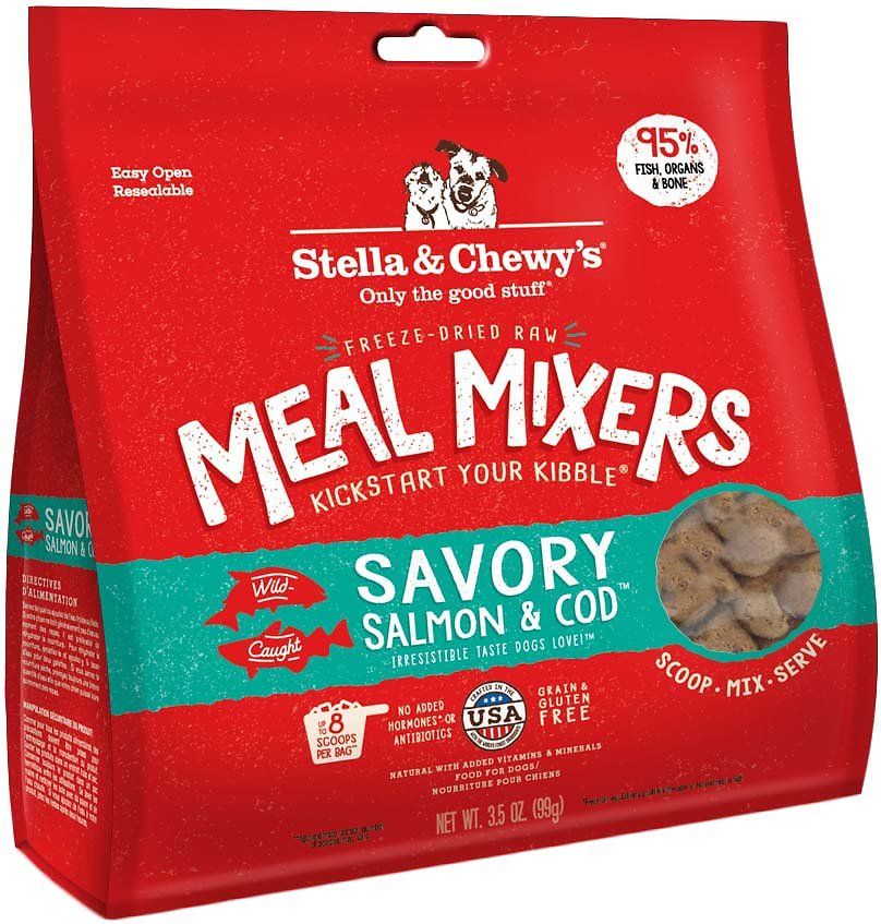 Stella &amp; Chewy&#39;s Meal Mixers Savory Salmon &amp; Cod Raw Freeze-Dried Dog Food, Size: 3.5-oz