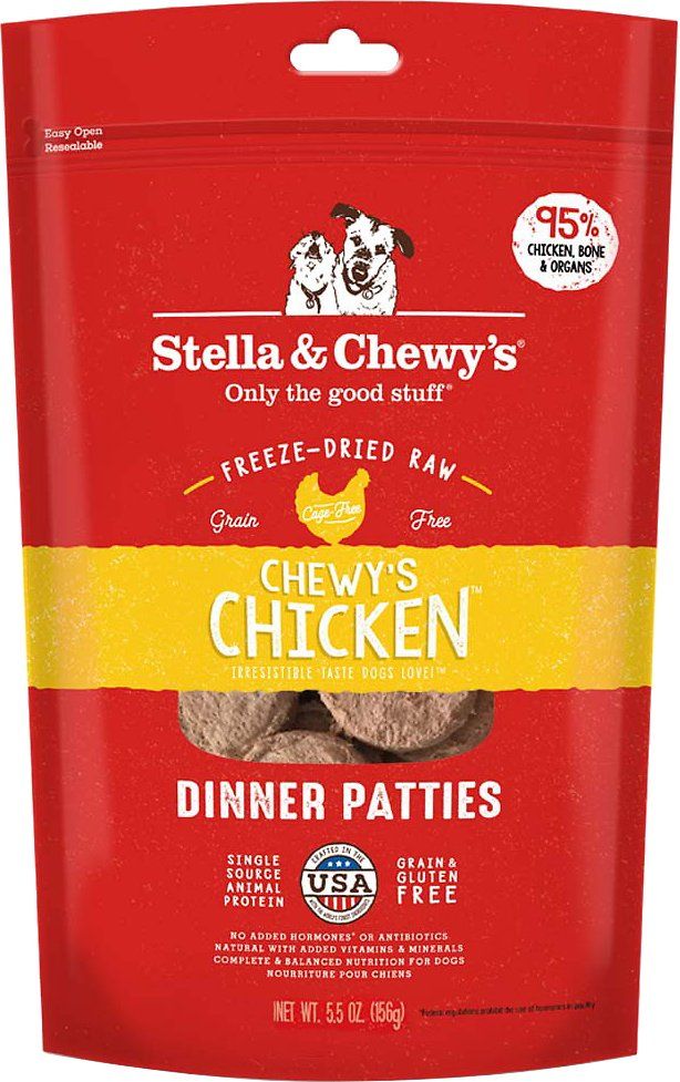 Stella &amp; Chewy&#39;s Chewy&#39;s Chicken Freeze-Dried Raw Dinner Patties Dog Food , Size: 5.5-oz